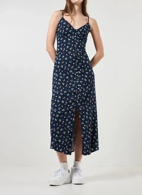 vestido midi azul marinho florzinhas vestido midi azul marinho florzinhas