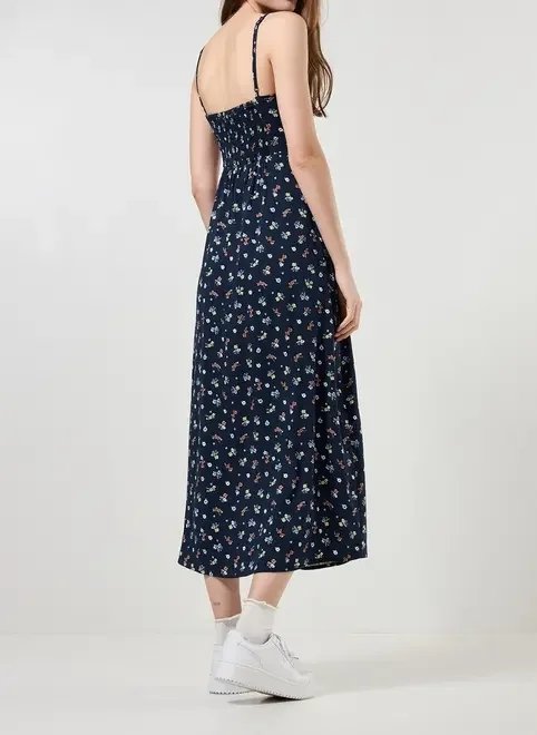 vestido midi azul marinho florzinhas vestido midi azul marinho florzinhas