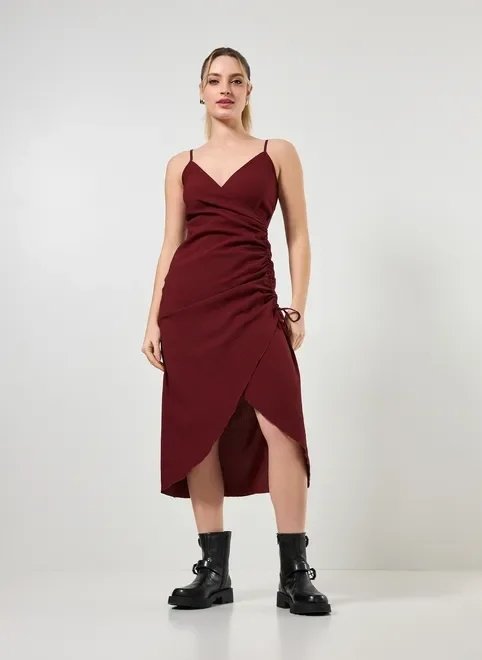 vestido midi transpassado vinho vestido midi transpassado vinho