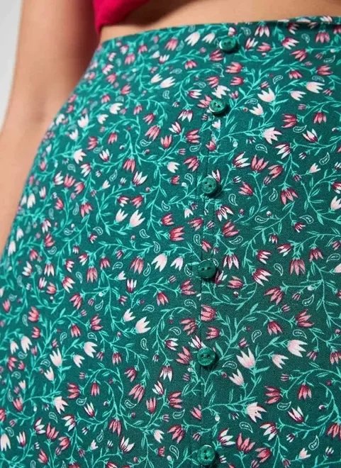saia midi verde com florzinhas saia midi verde com florzinhas