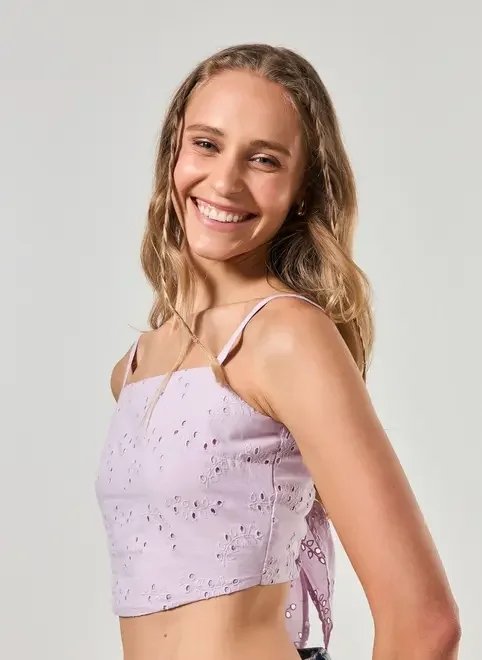 cropped broderie lilás cropped broderie lilás