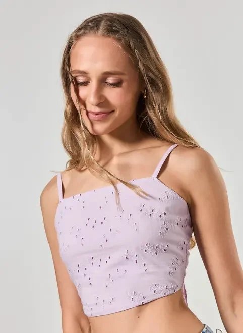 cropped broderie lilás cropped broderie lilás