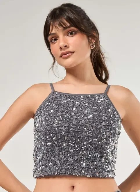 cropped de veludo com paetê cropped de veludo com paetê