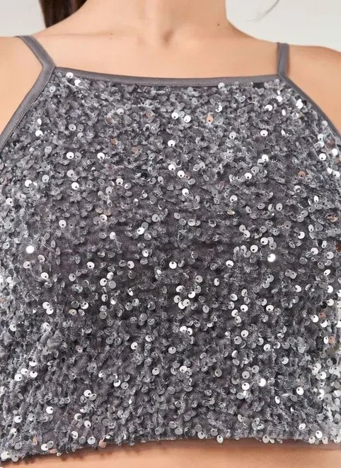 cropped de veludo com paetê cropped de veludo com paetê