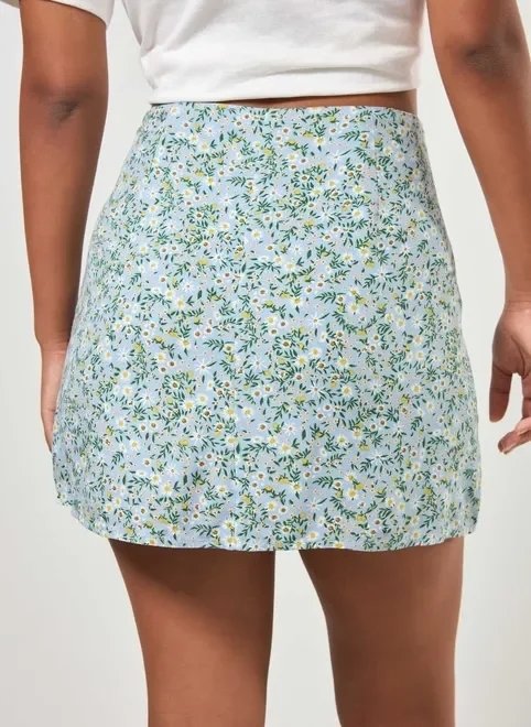 short saia azul florido short saia azul florido