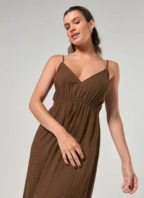 vestido longo marrom texturizado vestido longo marrom texturizado