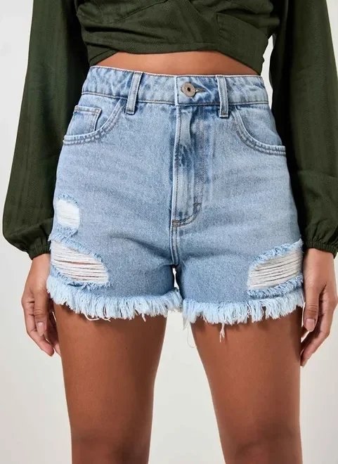 short jeans cintura alta desfiado short jeans cintura alta desfiado