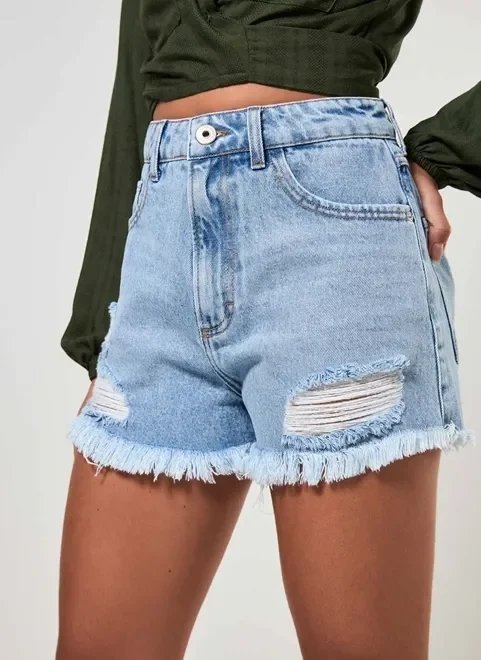 short jeans cintura alta desfiado short jeans cintura alta desfiado