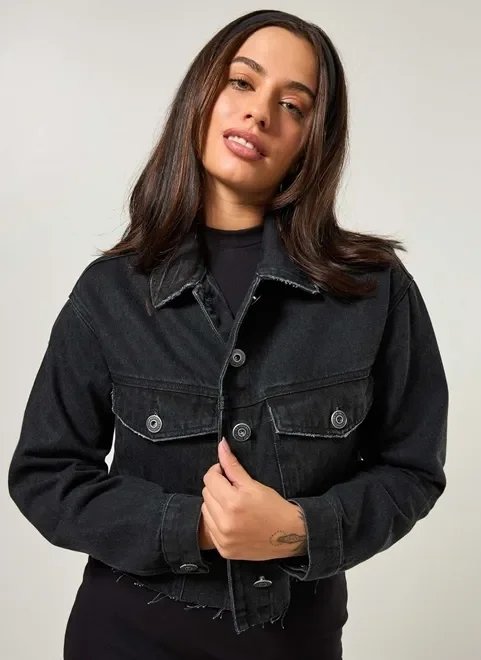 jaqueta jeans cropped preta jaqueta jeans cropped preta