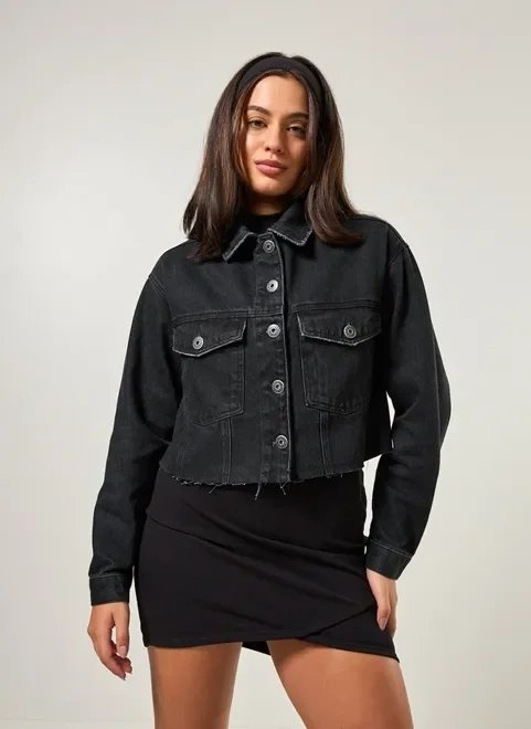 jaqueta jeans cropped preta jaqueta jeans cropped preta