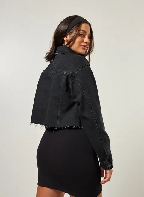 jaqueta jeans cropped preta jaqueta jeans cropped preta