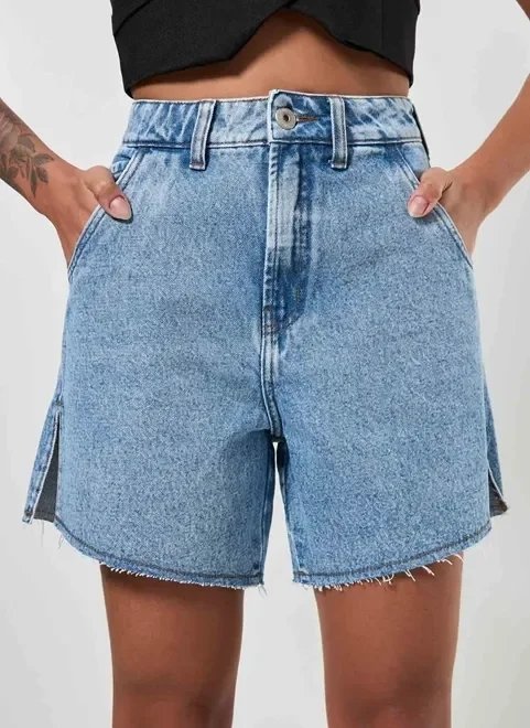 bermuda jeans cintura alta fendas bermuda jeans cintura alta fendas