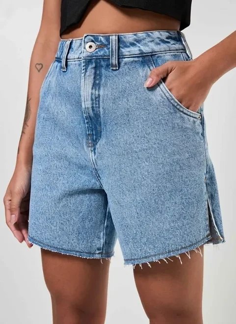 bermuda jeans cintura alta fendas bermuda jeans cintura alta fendas