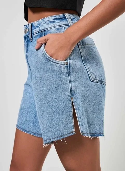 bermuda jeans cintura alta fendas bermuda jeans cintura alta fendas