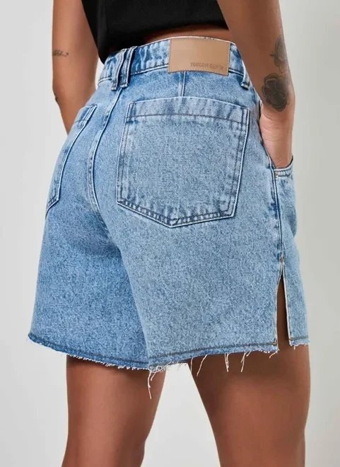 bermuda jeans cintura alta fendas bermuda jeans cintura alta fendas