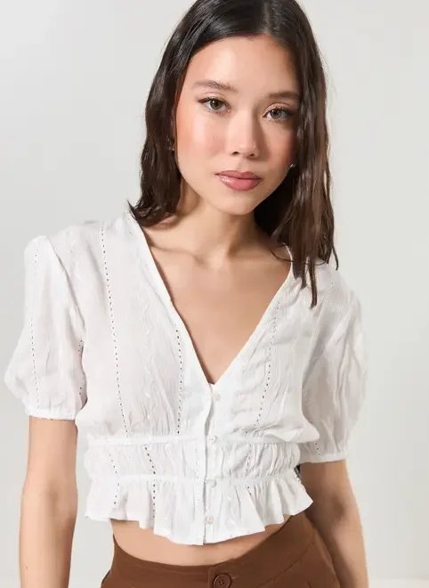 cropped off-white broderie cropped off-white broderie