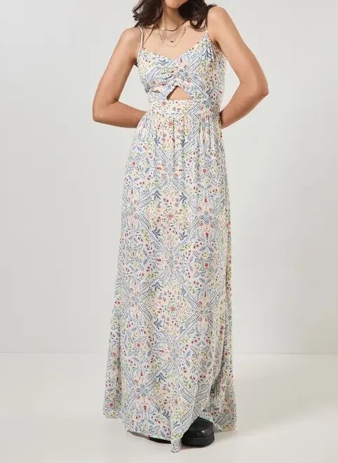 vestido longo estampado fio metalizado vestido longo estampado fio metalizado