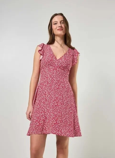 vestido curto florido com amarração vestido curto florido com amarração