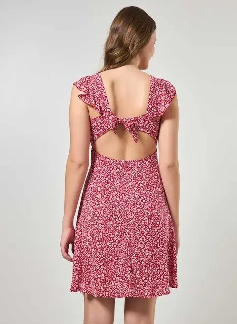 vestido curto florido com amarração vestido curto florido com amarração