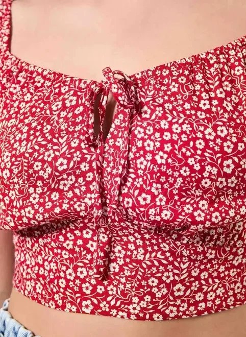 cropped vermelho florido romântico cropped vermelho florido romântico