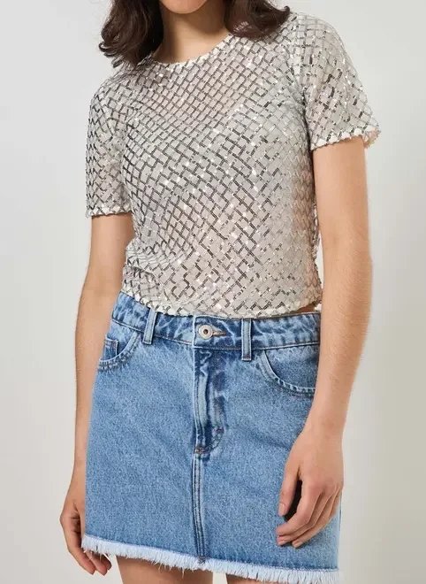 blusa com paetê prateado blusa com paetê prateado