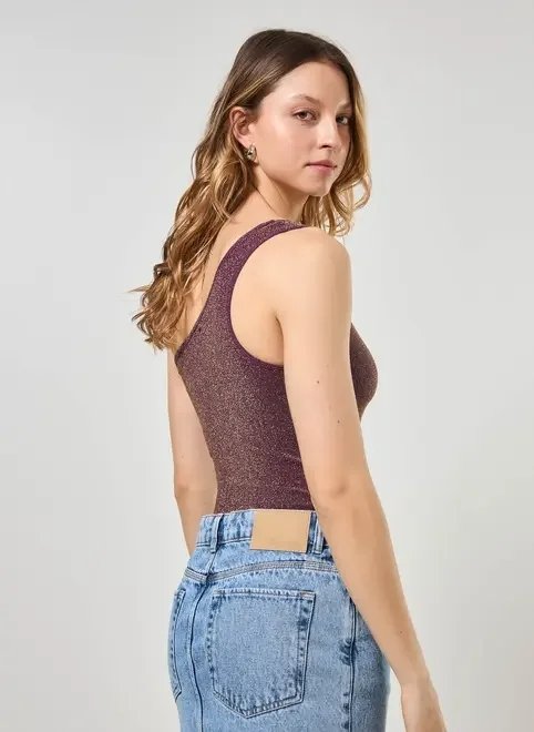 body ombro único seamless brilhoso body ombro único seamless brilhoso