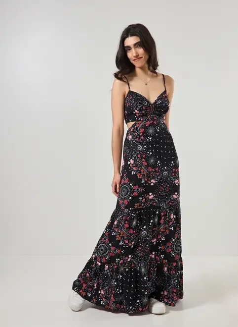 vestido longo preto estampa mística vestido longo preto estampa mística