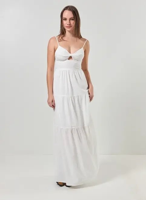 vestido longo broderie off-white vestido longo broderie off-white