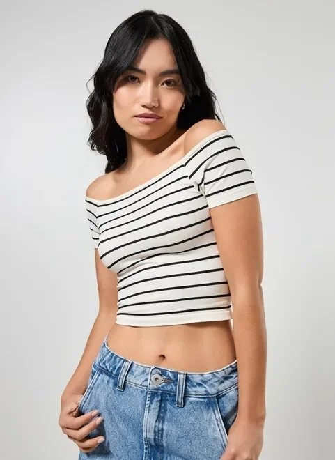 blusa ombro a ombro listrada poliamida blusa ombro a ombro listrada poliamida