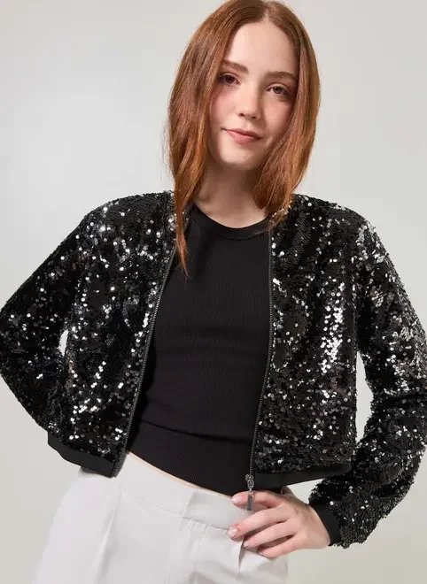 jaqueta preta bomber paetê jaqueta preta bomber paetê