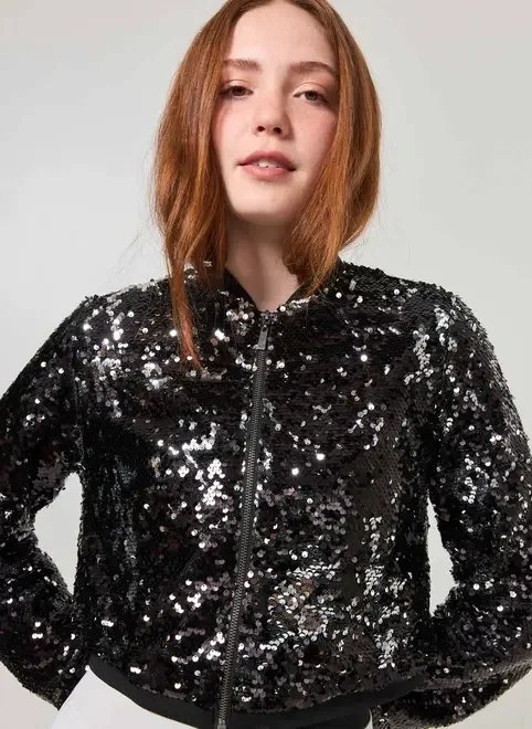 jaqueta preta bomber paetê jaqueta preta bomber paetê