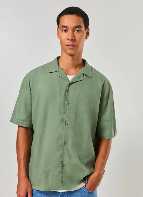 camisa box estonada em linho camisa box estonada em linho