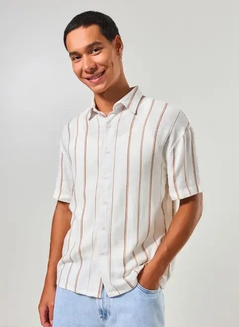 camisa linho off-white listrada camisa linho off-white listrada