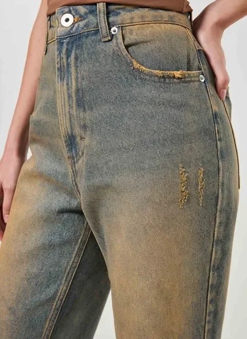calça wide leg jeans com lavagem dirty calça wide leg jeans com lavagem dirty