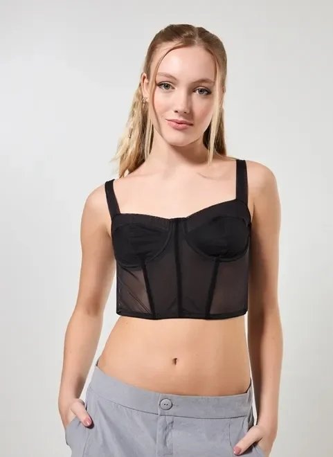 cropped corselet em tule cropped corselet em tule