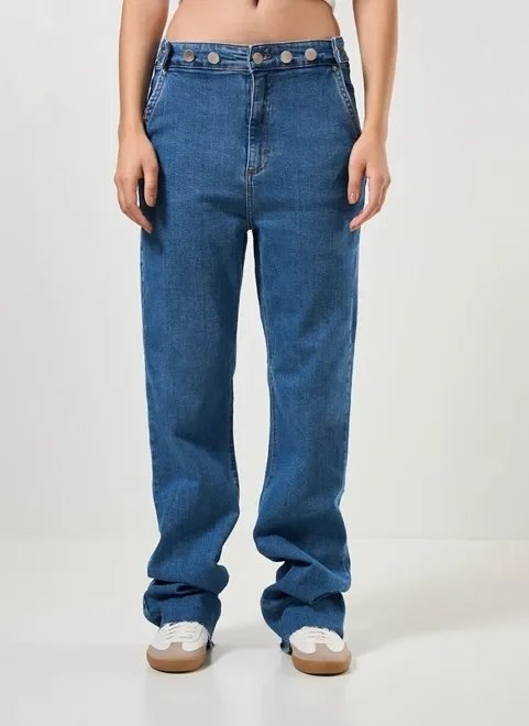 calça jeans com cintura regulável calça jeans com cintura regulável