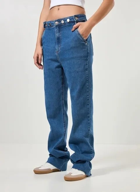 calça jeans com cintura regulável calça jeans com cintura regulável