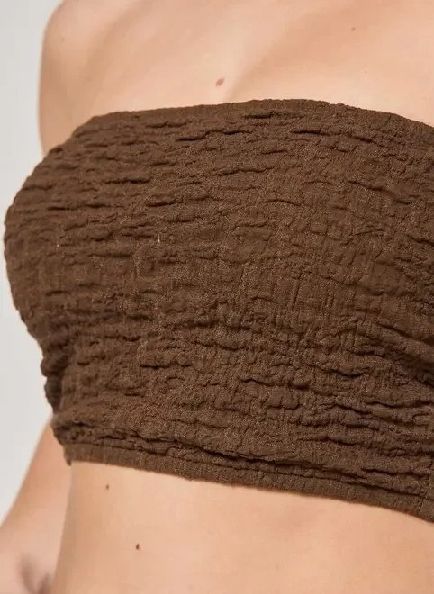 cropped sem alças marrom textura cropped sem alças marrom textura