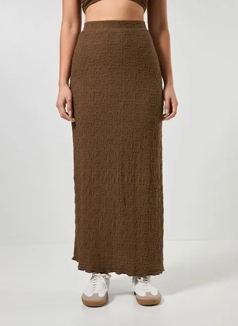saia midi marrom textura saia midi marrom textura