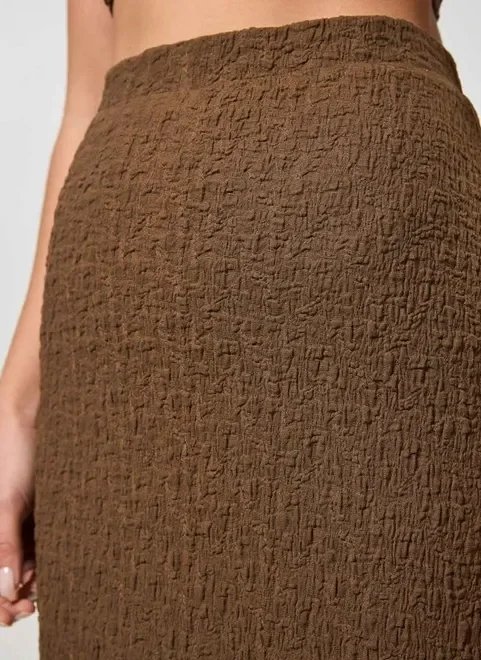 saia midi marrom textura saia midi marrom textura