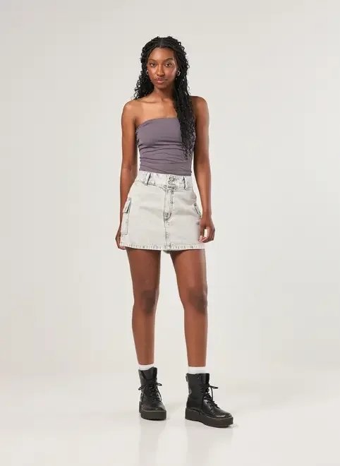 short saia jeans cargo cintura alta short saia jeans cargo cintura alta