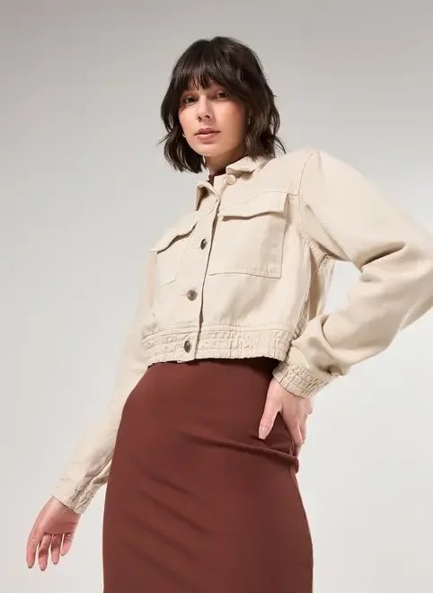 jaqueta em sarja clara com veludo cotelê jaqueta em sarja clara com veludo cotelê