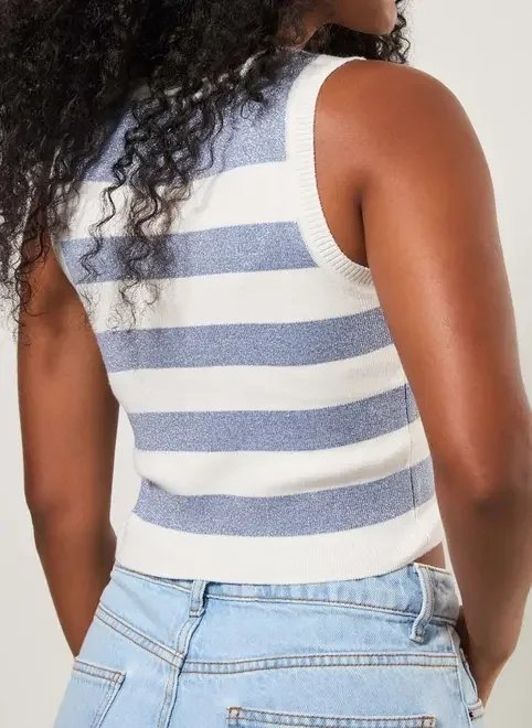 regata em tricô listrado com brilho regata em tricô listrado com brilho