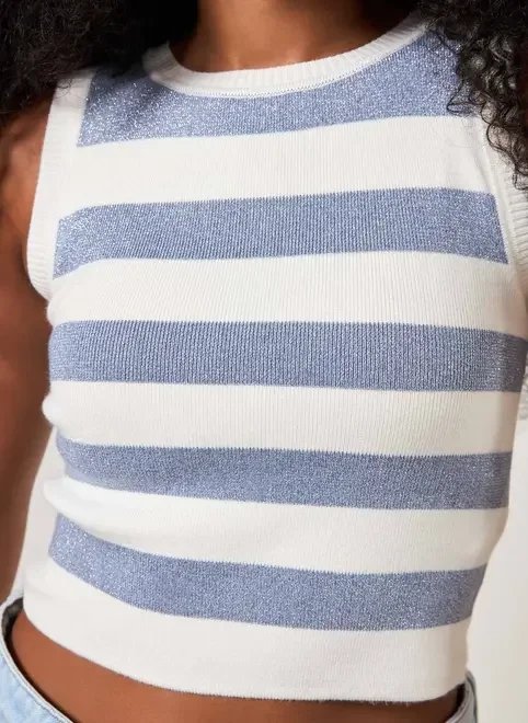 regata em tricô listrado com brilho regata em tricô listrado com brilho