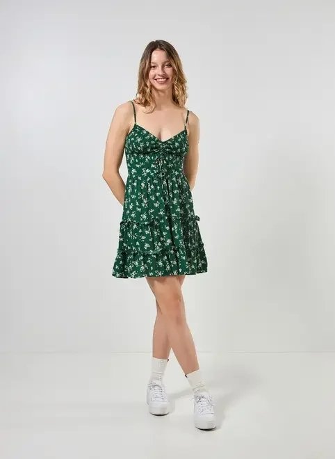 vestido verde florido amarração vestido verde florido amarração