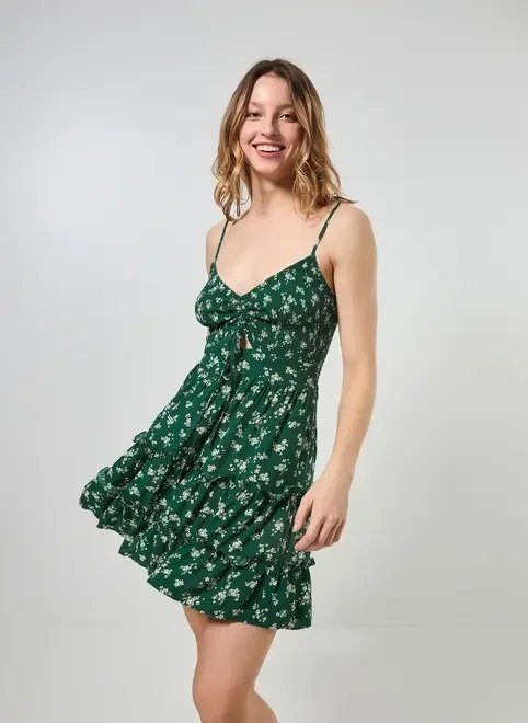 vestido verde florido amarração vestido verde florido amarração