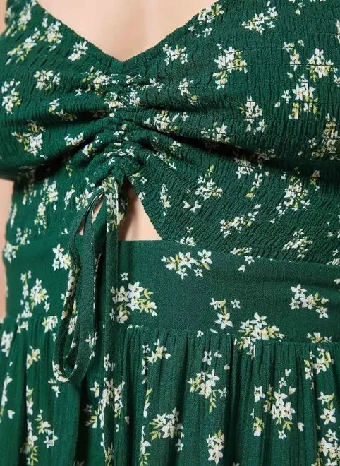 vestido verde florido amarração vestido verde florido amarração