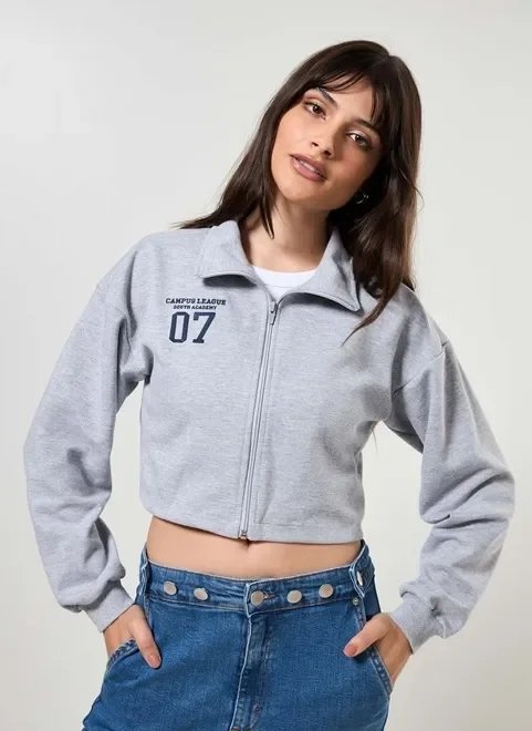 casaco cropped de moletom mescla casaco cropped de moletom mescla