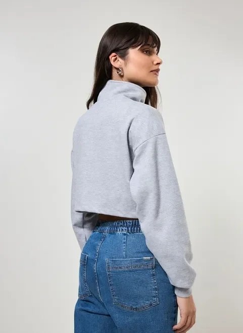 casaco cropped de moletom mescla casaco cropped de moletom mescla