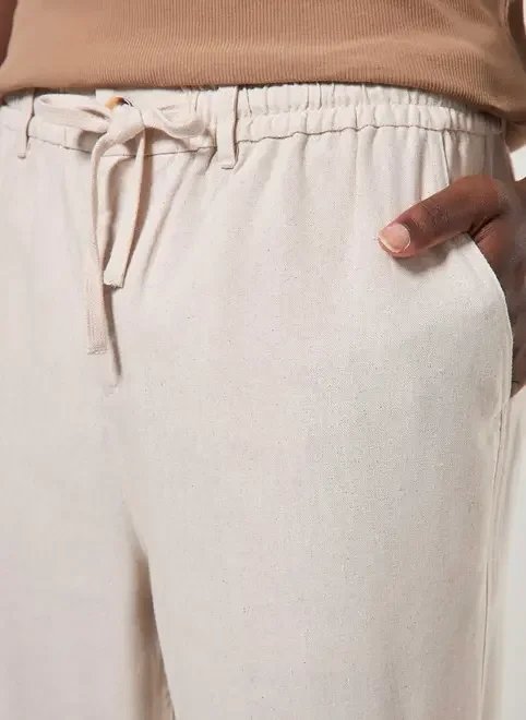 calça linho reta com elástico calça linho reta com elástico
